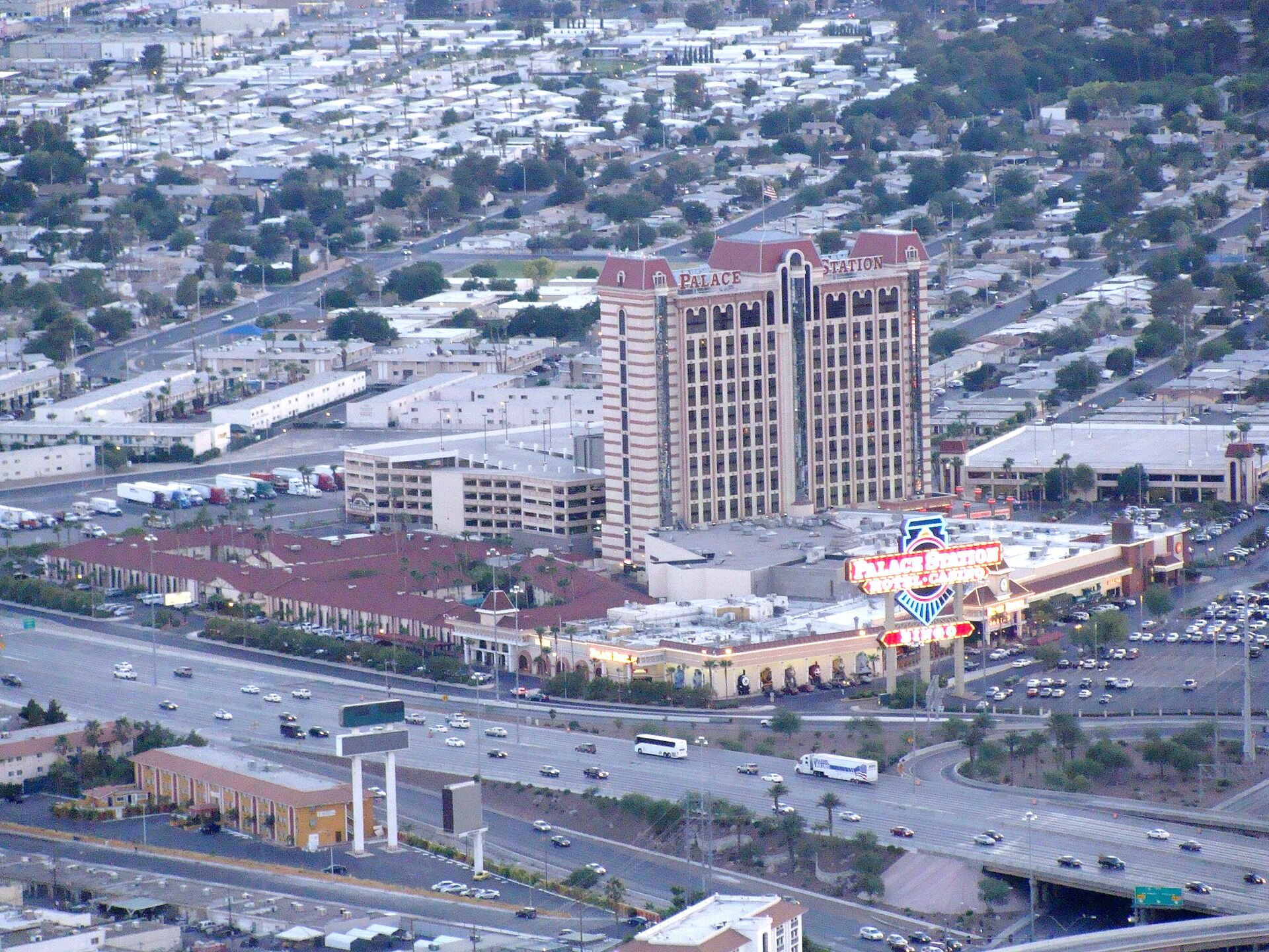 Aerial view of Palace Station and Interstate 15 in Las Vegas