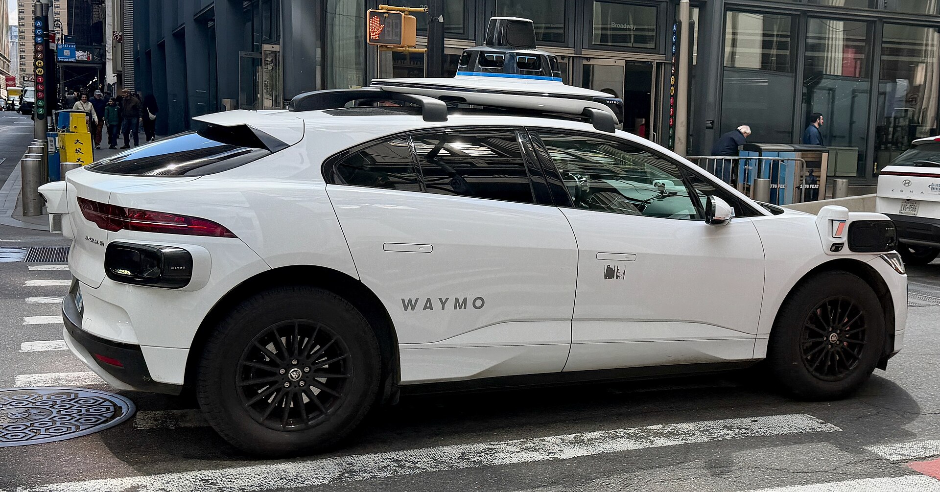 A Waymo Jaguar I-Pace robotaxi